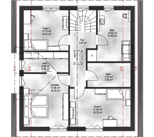 Massivhaus Einfamilienhaus Emma von Massive Wohnbau Schlüsselfertig ab 289400€, Satteldach-Klassiker Grundriss 2