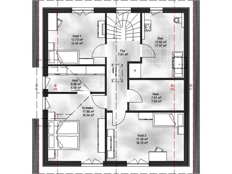 Massivhaus Einfamilienhaus Emma von Massive Wohnbau, Satteldach-Klassiker Grundriss 2