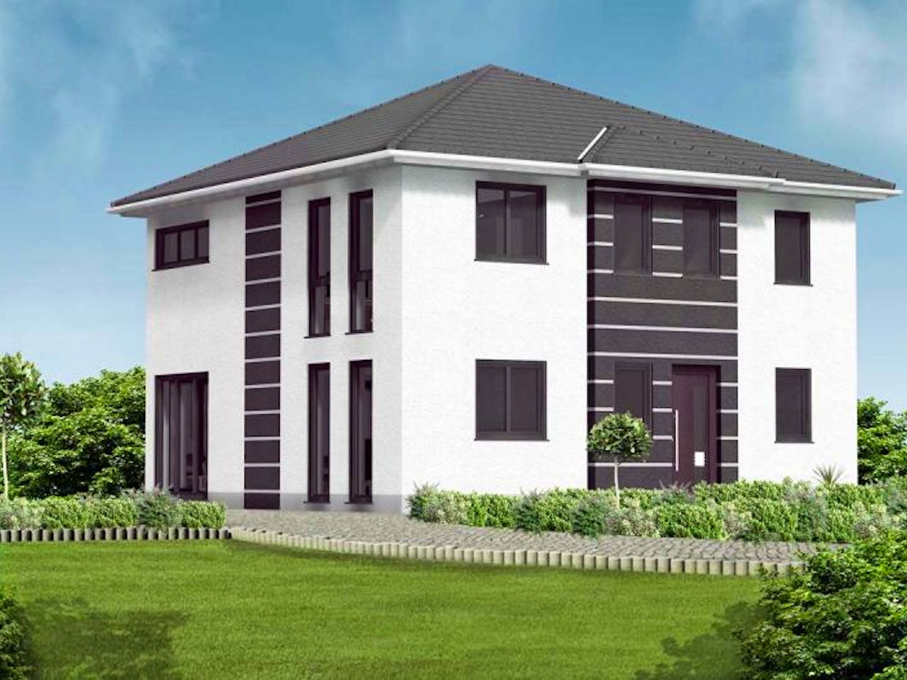 Massivhaus Stadtvilla 2 von Massive Wohnbau, Stadtvilla Außenansicht 1