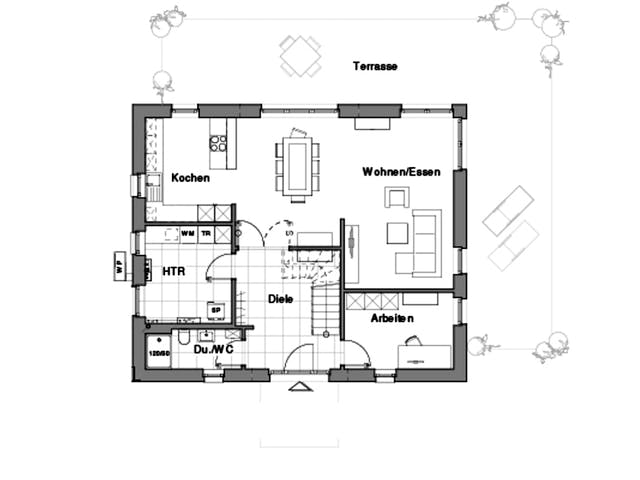 Massivhaus Maxime 610 von Viebrockhaus Schlüsselfertig ab 314450€, Satteldach-Klassiker Grundriss 1