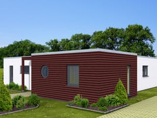 Fertighaus Bungalow 129 mit Flachdach von Zimmermann Haus Schlüsselfertig ab 289610€, Bungalow Außenansicht 4