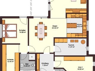 Fertighaus Bungalow 129 mit Flachdach von Zimmermann Haus Schlüsselfertig ab 289610€, Bungalow Grundriss 1