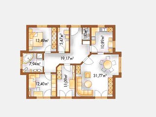 Massivhaus Mediterran 114 von Wagener Systemhausbau Schlüsselfertig ab 162000€, Bungalow Grundriss 1
