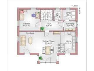 Fertighaus Mediterran 160 von HEFA Haus Schlüsselfertig ab 281462€, Stadtvilla Grundriss 1