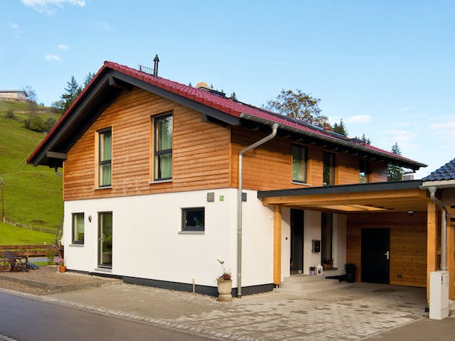 Fertighaus MEDLEY 210 A – Einfamilienhaus mit Holzverschalung (inactive) von FingerHaus, Satteldach-Klassiker Außenansicht 2