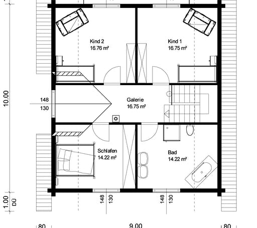 Blockhaus Mehlingen von Rems-Murr-Holzhaus Schlüsselfertig ab 420000€, Satteldach-Klassiker Grundriss 2