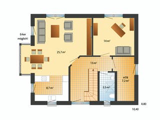 Fertighaus Meierwik von Danhaus Deutschland Schlüsselfertig ab 412305€, Satteldach-Klassiker Grundriss 1