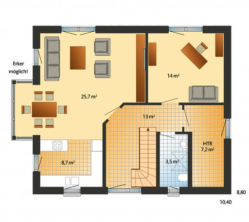Fertighaus Meierwik von Danhaus Schlüsselfertig ab 255785€, Satteldach-Klassiker Grundriss 1