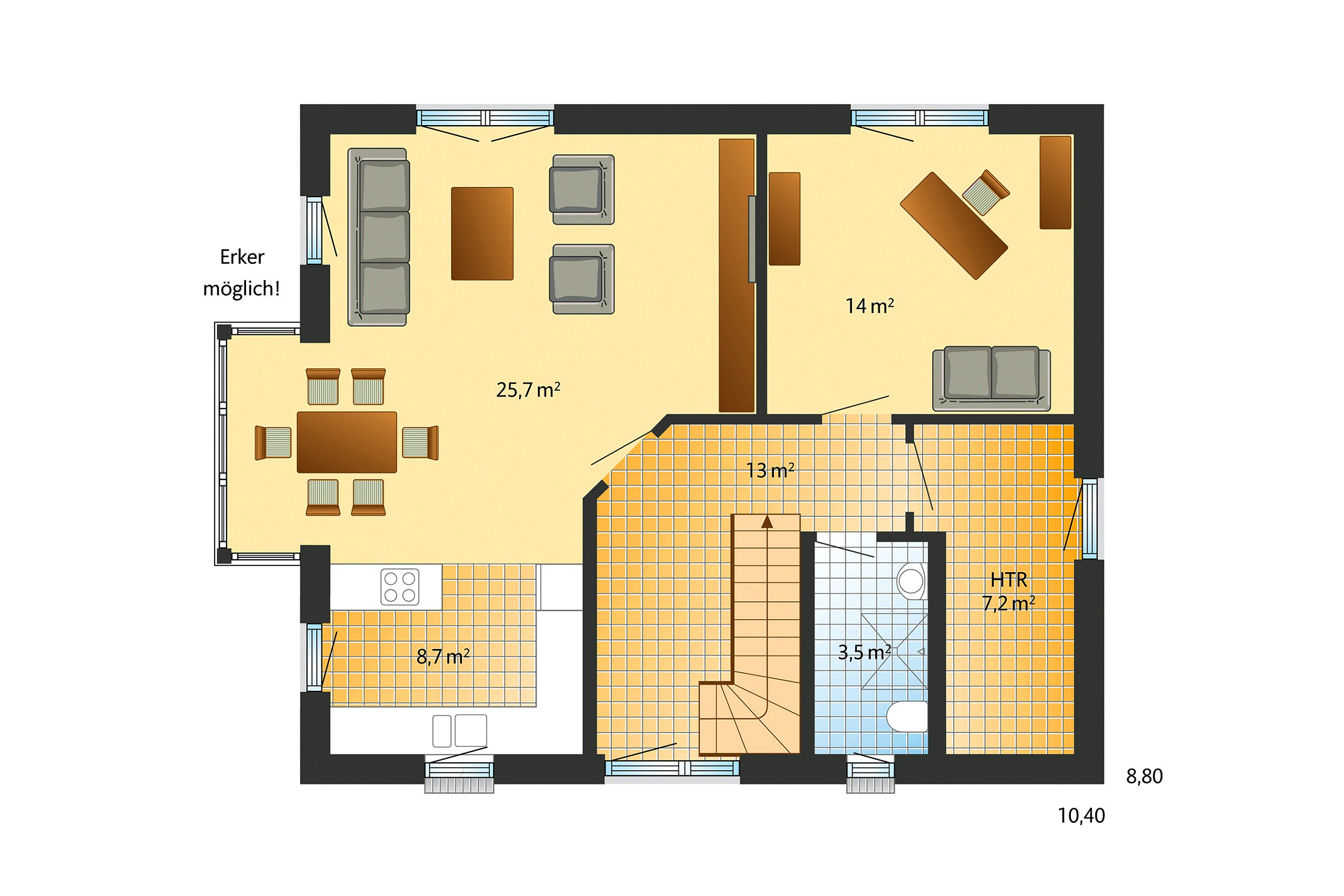 Fertighaus Meierwik von Danhaus Deutschland Schlüsselfertig ab 340406€, Satteldach-Klassiker Grundriss 1