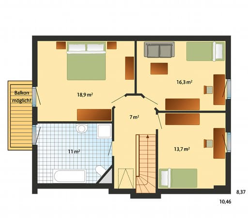 Fertighaus Meierwik von Danhaus Schlüsselfertig ab 255785€, Satteldach-Klassiker Grundriss 2