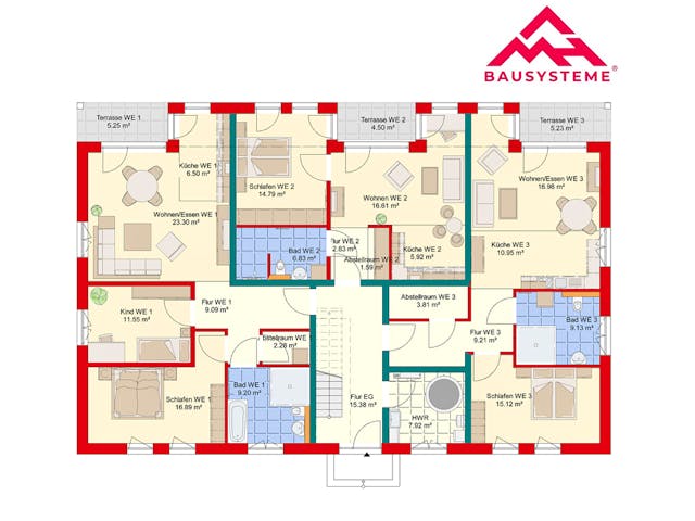 Massivhaus Mehrfamilienhaus mit 9 Wohneinheiten von Mein Haus Bausysteme, Stadtvilla Grundriss 1 Massivhaus Mehrfamilienhaus mit 9 Wohneinheiten von Mein Haus Bausysteme, Stadtvilla Grundriss 1