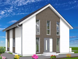 Massivhaus Trendhaus 135 und  Keller mit LIAPLAN gebaut von Mein Haus Bausysteme, Satteldach-Klassiker Außenansicht 2