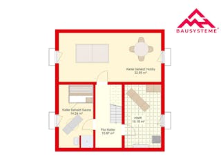 Massivhaus Trendhaus 135 und  Keller mit LIAPLAN gebaut von Mein Haus Bausysteme, Satteldach-Klassiker Grundriss 3