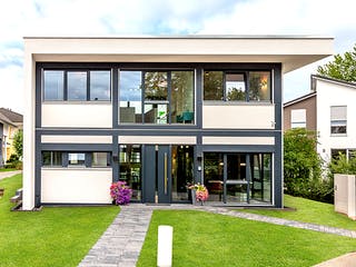 Fertighaus FUSION - Musterhaus Mannheim von Meisterstück-HAUS, Fachwerk Außenansicht 2