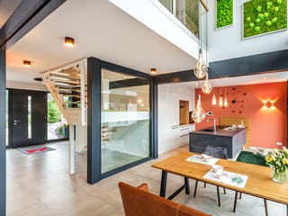 Fertighaus FUSION - Musterhaus Mannheim von Meisterstück-HAUS, Fachwerk Innenansicht 1