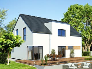 Fertighaus Mein Familienhaus von Meisterstück-HAUS Schlüsselfertig ab 313745€, Satteldach-Klassiker Außenansicht 1