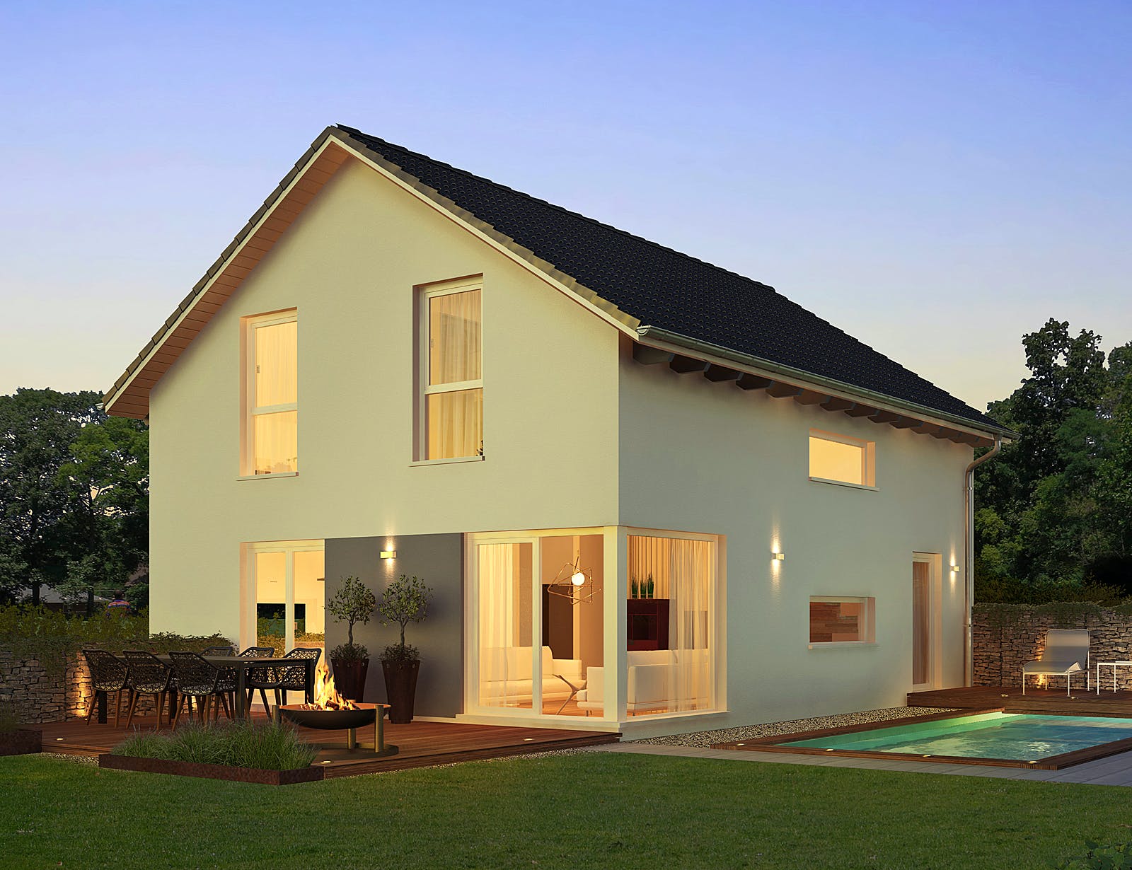 Fertighaus SweetHome2.0 von Meisterstück-HAUS Schlüsselfertig ab 283987€, Satteldach-Klassiker Außenansicht 1