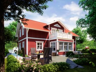 Fertighaus Mellangarden von Eksjöhus AB Bausatzhaus ab 199875€, Satteldach-Klassiker Außenansicht 2