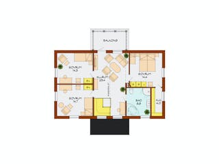 Fertighaus Mellangarden von Eksjöhus AB Bausatzhaus ab 199875€, Satteldach-Klassiker Grundriss 1