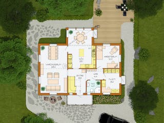 Fertighaus Mellangarden von Eksjöhus AB Bausatzhaus ab 199875€, Satteldach-Klassiker Grundriss 2