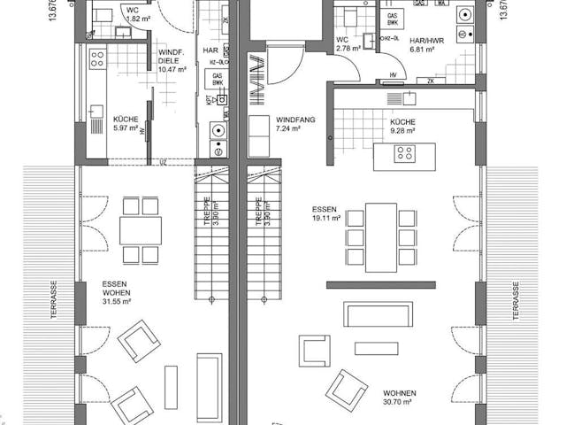 Fertighaus MH Mannheim von LUXHAUS, Pultdachhaus Grundriss 1