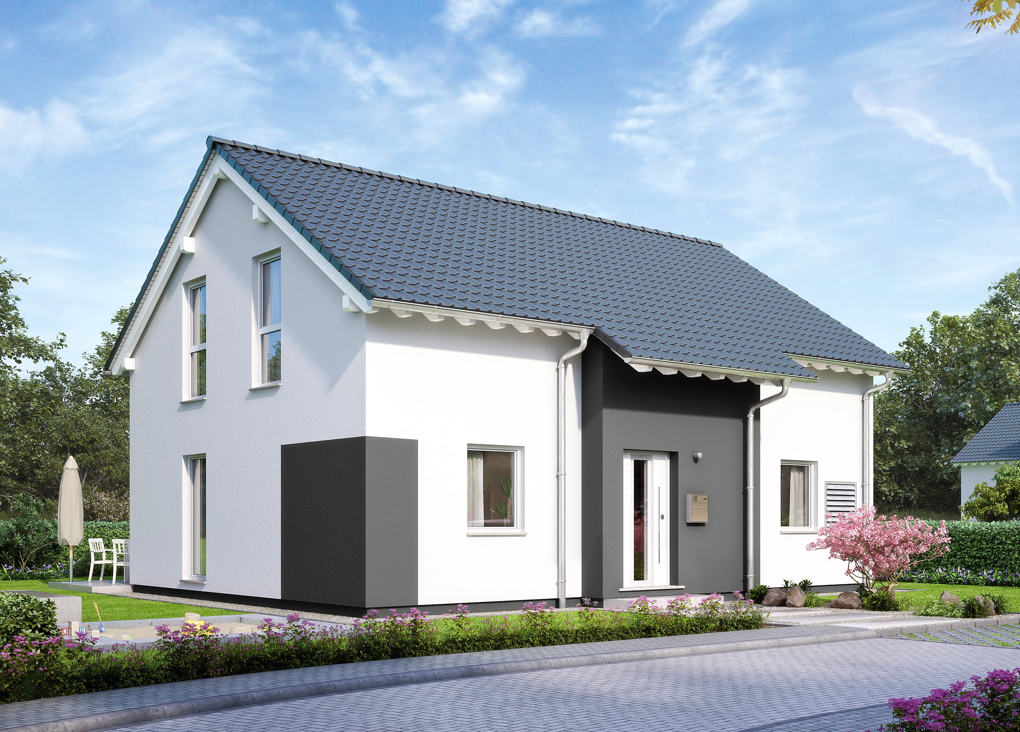 Fertighaus München von FINGERHUT-HAUS Schlüsselfertig ab 430287€, Satteldach-Klassiker Außenansicht 1