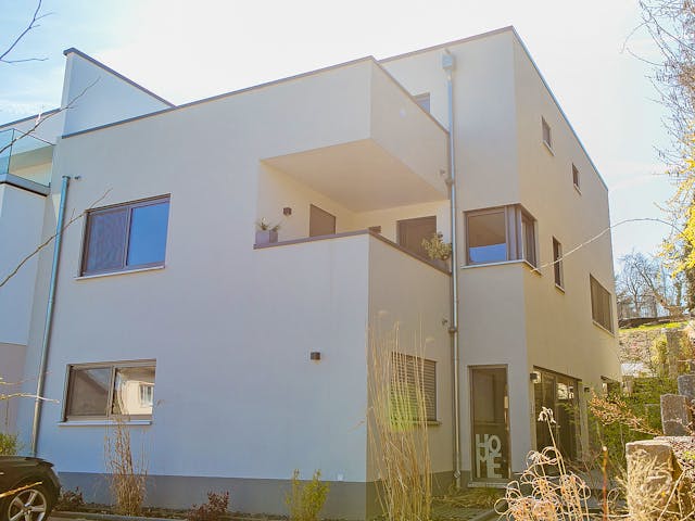 Massivhaus Flachdachhaus am Hang von Massivhaus Rhein Lahn, Cubushaus Außenansicht 3