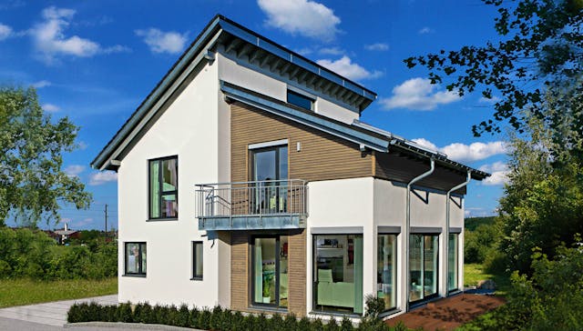Haus mit versetztem Doppelpultdach