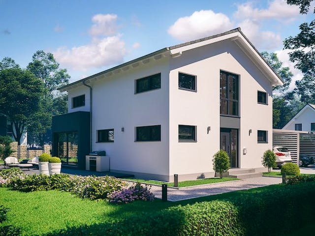 Massivhaus ARCHITEKTENHAUS ALLEA von Kern-Haus Chemnitz Schlüsselfertig ab 365900€, Satteldach-Klassiker Außenansicht 2