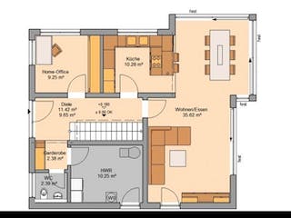 Massivhaus ARCHITEKTENHAUS ALLEA von Kern-Haus Chemnitz Schlüsselfertig ab 365900€, Satteldach-Klassiker Grundriss 1