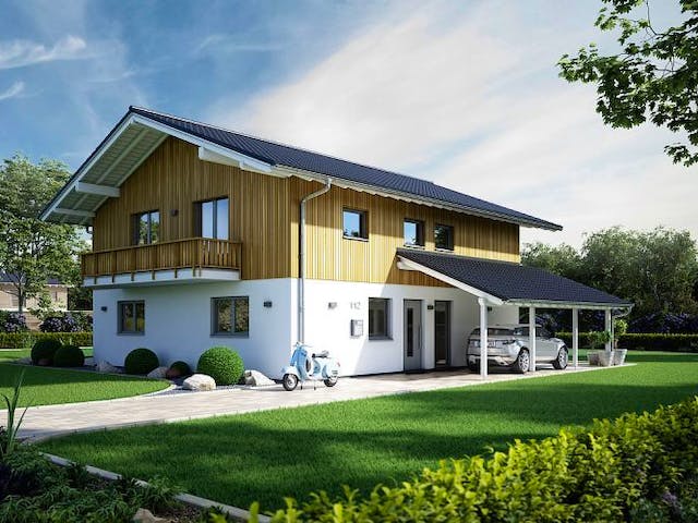 Massivhaus ARCHITEKTENHAUS APOS von Kern-Haus Chemnitz Schlüsselfertig ab 592900€, Satteldach-Klassiker Außenansicht 1