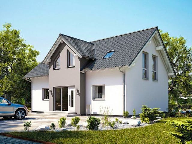 Massivhaus ARCHITEKTENHAUS AURA von Kern-Haus Chemnitz Schlüsselfertig ab 374900€, Satteldach-Klassiker Außenansicht 2