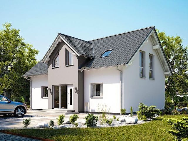 Massivhaus ARCHITEKTENHAUS AURA von Kern-Haus Chemnitz Schlüsselfertig ab 374900€, Satteldach-Klassiker Außenansicht 2