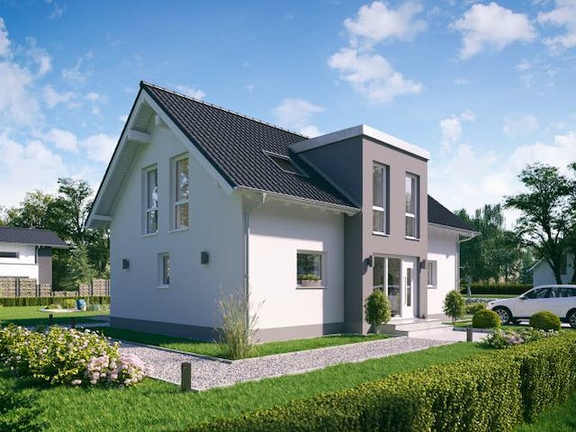 Massivhaus ARCHITEKTENHAUS AURO von Kern-Haus Chemnitz Schlüsselfertig ab 382900€, Satteldach-Klassiker Außenansicht 1