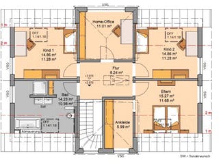 Massivhaus ARCHITEKTENHAUS AURO von Kern-Haus Chemnitz Schlüsselfertig ab 382900€, Satteldach-Klassiker Grundriss 2