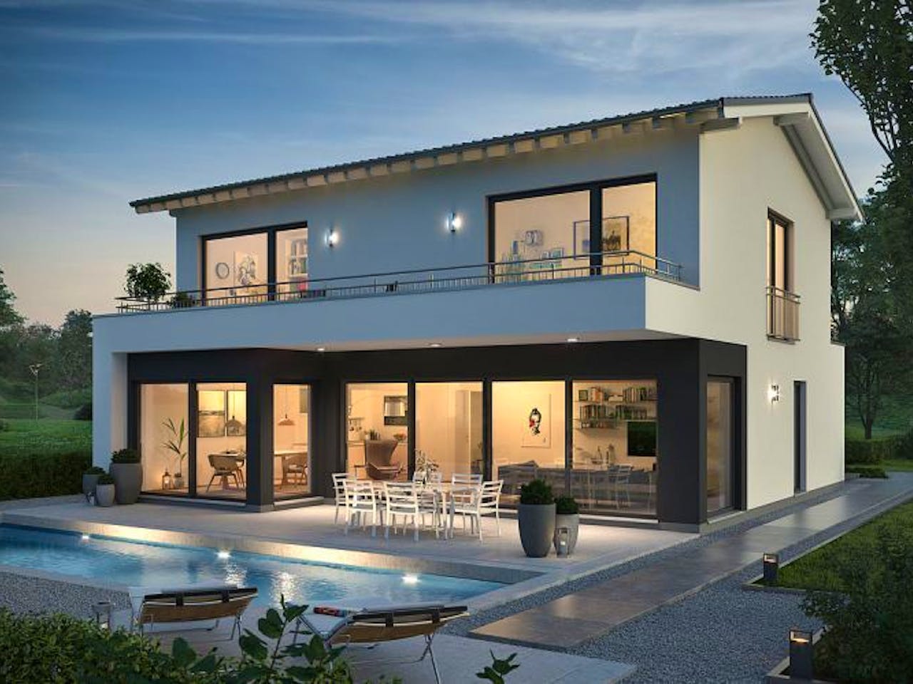 Massivhaus ARCHITEKTENHAUS ELEA von Kern-Haus Chemnitz Schlüsselfertig ab 518900€, Satteldach-Klassiker Außenansicht 1