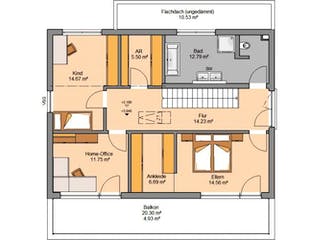 Massivhaus ARCHITEKTENHAUS ELEA von Kern-Haus Chemnitz Schlüsselfertig ab 518900€, Satteldach-Klassiker Grundriss 2