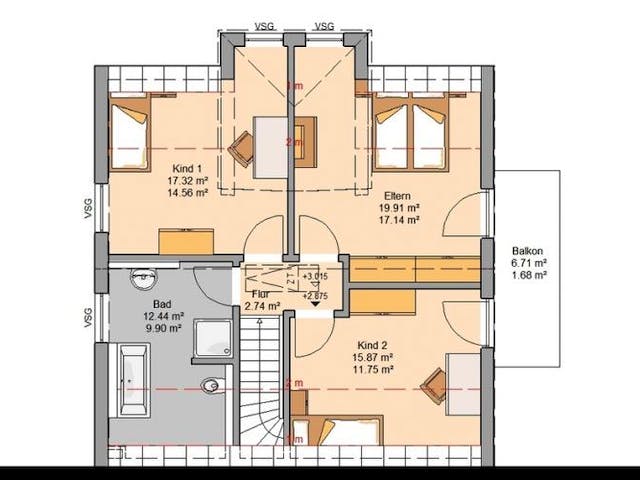 Massivhaus ARCHITEKTENHAUS ESPRIT TRENDLINE von Kern-Haus Chemnitz Schlüsselfertig ab 345900€, Grundriss 2