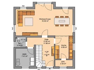 Massivhaus ARCHITEKTENHAUS ESPRIT von Kern-Haus Chemnitz Schlüsselfertig ab 322900€, Satteldach-Klassiker Grundriss 2