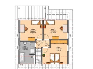 Massivhaus ARCHITEKTENHAUS FAMILY von Kern-Haus Chemnitz Schlüsselfertig ab 304900€, Satteldach-Klassiker Grundriss 2