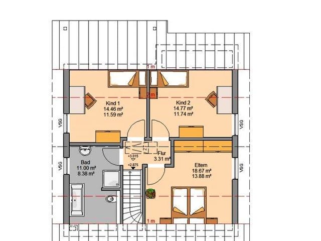 Massivhaus ARCHITEKTENHAUS FAMILY von Kern-Haus Chemnitz Schlüsselfertig ab 304900€, Satteldach-Klassiker Grundriss 2