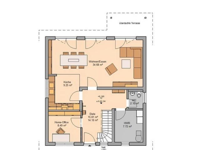 Massivhaus ARCHITEKTENHAUS JANO von Kern-Haus Chemnitz Schlüsselfertig ab 325900€, Satteldach-Klassiker Grundriss 1 Massivhaus ARCHITEKTENHAUS JANO von Kern-Haus Chemnitz Schlüsselfertig ab 325900€, Satteldach-Klassiker Grundriss 1