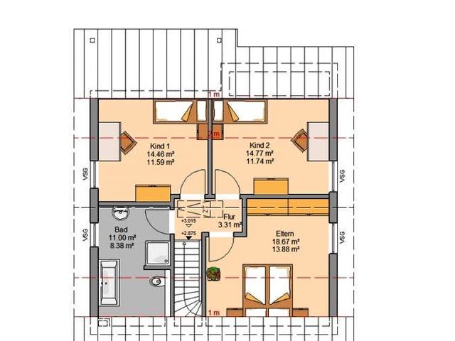 Massivhaus ARCHITEKTENHAUS JANO von Kern-Haus Chemnitz Schlüsselfertig ab 325900€, Satteldach-Klassiker Grundriss 2
