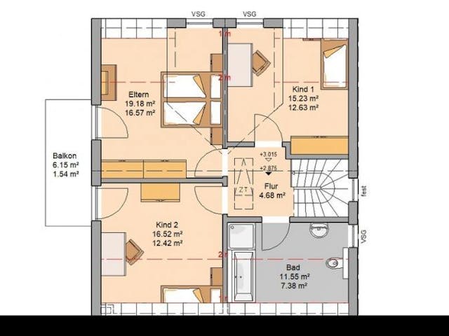 Massivhaus ARCHITEKTENHAUS KOMFORT TRENDLINE von Kern-Haus Chemnitz Schlüsselfertig ab 336900€, Grundriss 1
