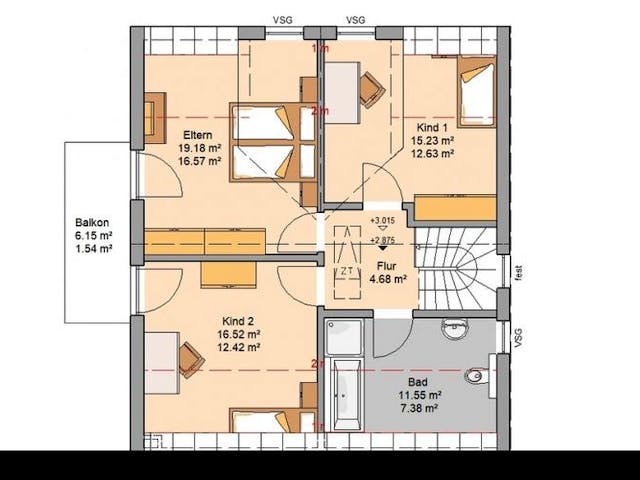 Massivhaus ARCHITEKTENHAUS KOMFORT TRENDLINE von Kern-Haus Chemnitz Schlüsselfertig ab 336900€, Grundriss 1