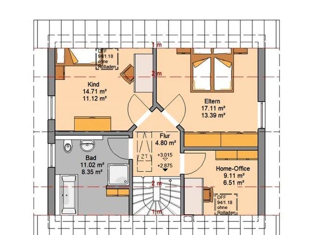 Massivhaus ARCHITEKTENHAUS LOOP CLASSIC von Kern-Haus Chemnitz Schlüsselfertig ab 285900€, Satteldach-Klassiker Grundriss 2
