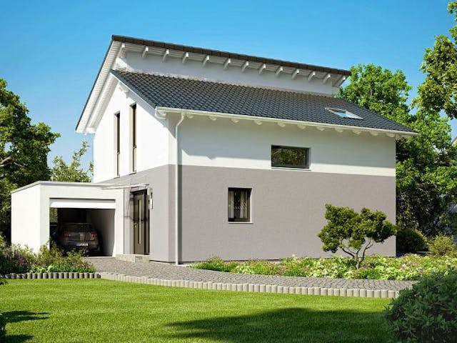 Massivhaus ARCHITEKTENHAUS LOOP PULT von Kern-Haus Chemnitz Schlüsselfertig ab 297900€, Pultdachhaus Außenansicht 1