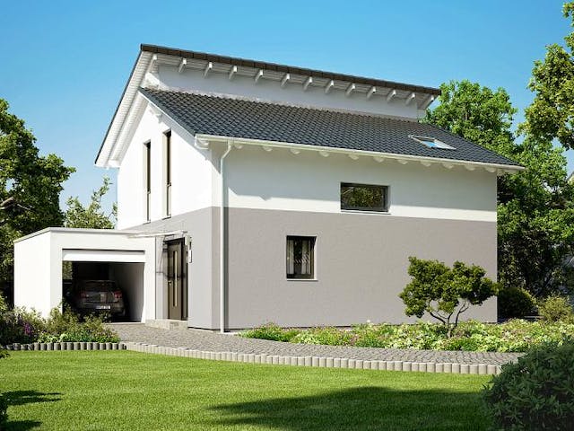 Massivhaus ARCHITEKTENHAUS LOOP PULT von Kern-Haus Chemnitz Schlüsselfertig ab 297900€, Pultdachhaus Außenansicht 2