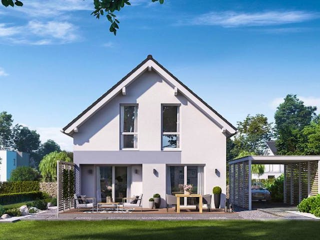 Massivhaus ARCHITEKTENHAUS LOU von Kern-Haus Chemnitz Schlüsselfertig ab 284900€, Satteldach-Klassiker Außenansicht 2