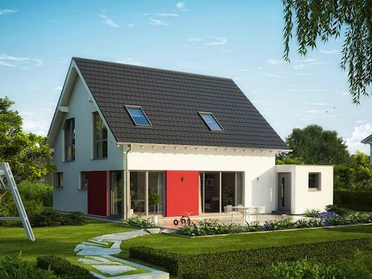 Massivhaus ARCHITEKTENHAUS LUNA PLUS von Kern-Haus Chemnitz Schlüsselfertig ab 332900€, Satteldach-Klassiker Außenansicht 1